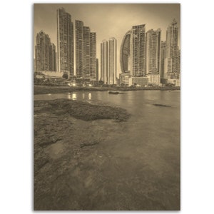 Vintage Panama City Poster Print | Retro Panama Sepia Photo Gift | Panama City Wall Art Home Decor | Vertical Panama City Travel City Poster