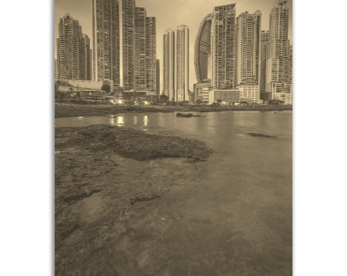 Vintage Panama City Poster Print | Retro Panama Sepia Photo Gift | Panama City Wall Art Home Decor | Vertical Panama City Travel City Poster
