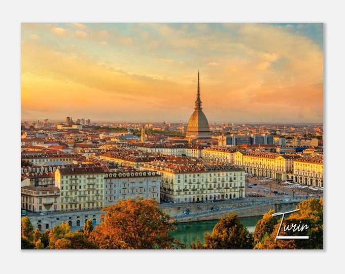 Turin Italy Poster Print Wall Art | Turin Skyline Home Decor | Turin Cityscape Digital Print | Turin Horizontal | Turin Travel Photo
