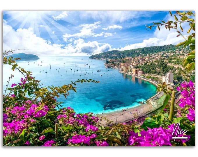 Nice France Poster Print Wall Art | Beautiful Photo French Summer Home Decoration | City Travel Xmas Bday Gift | Nice Horizontal Photography