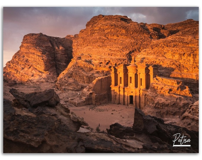 Petra Poster Print Jordania Wall Art Decor | Al Khazneh Photo Asia Desert Home Decoration | Arabia Adventure Gift | Horizontal Photography