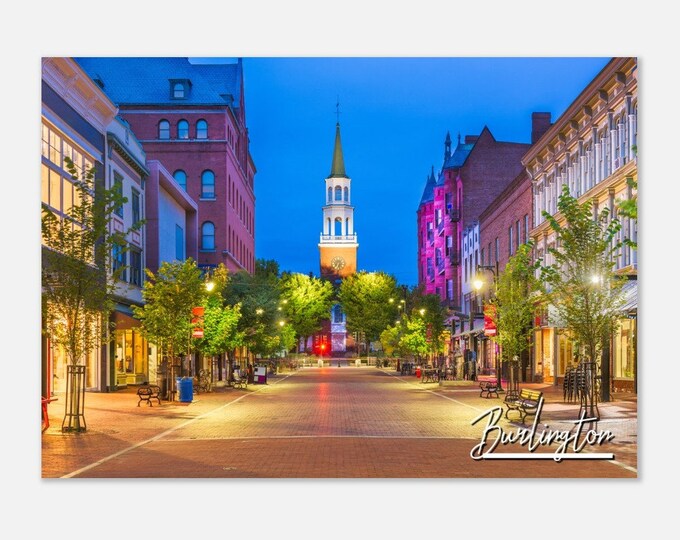 Burlington Vermont Poster Print Wall Art | Vermont Home Decor Gift Hangings | Burlington Cityscape Horizontal USA Travel Photo Poster Print