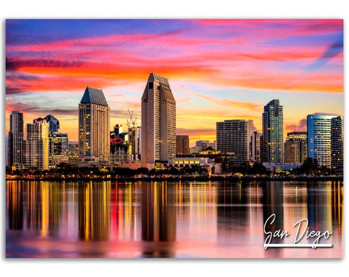 San Diego Poster California Print Wall Art | Cityscape Skyline Home Decoration | San Diego Traveler Xmas Gift | San Diego Horizontal Photo