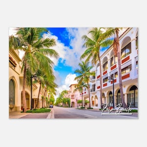 Palm Beach Florida Poster Print Wall Art | Palm Beach Cityscape Tropical Home Decor Gift Collectibles | Palm Beach Horizontal Travel Photo
