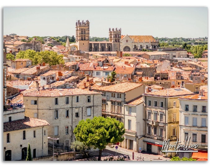 Montpellier Poster Print France Wall Art Decor | Historical City Photo Skyline Home Decoration | Boho Traveler Gift | Horizontal Photography