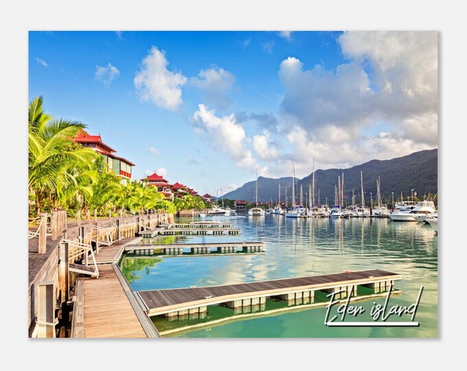 Eden Island Seychelles Poster Print Wall Art | Eden Island Sea View Home Decor Collectible | Eden Island Horizontal Hanging Travel Photo