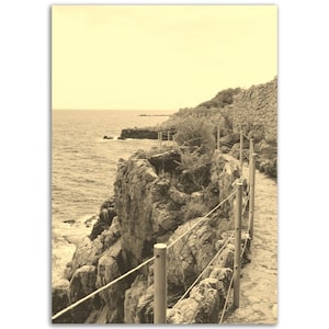 Vintage Antibes Francia Cartel Costa Impresión / Retro Antibes Negro Blanco Sepia Foto Regalo / Antibes Playa Arte de la pared Decoración para el hogar / Cartel vertical