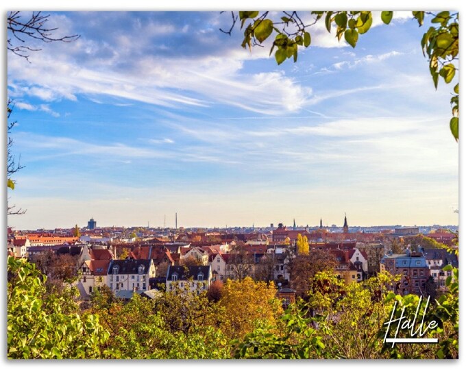 Halle Poster Germany Print Wall Art | Halle Skyline Cityscape Photo Home Decoration | Halle DE Traveler Gift | Halle Horizontal Photography