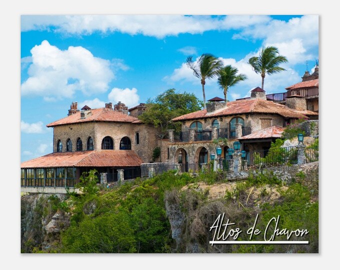 Altos de Chavon Dominican Republic Travel Poster Wall Art | Village Top Hill Home Decor | Caribbean Landscape Print Horizontal Hanging Photo