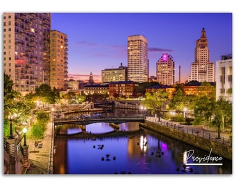 Providence Rhode Island skyline poster: stadsgezicht fotografie print