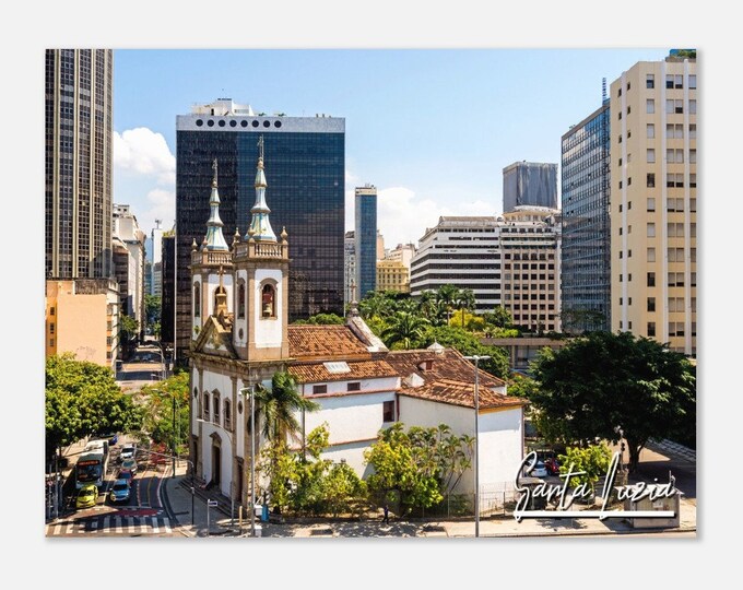 Santa Lucia Brazil Travel Poster Wall Art | Santa Lucia Church Home Decor | Santa Lucia Skyline Print  | Santa Lucia in Rio de Janeiro Photo
