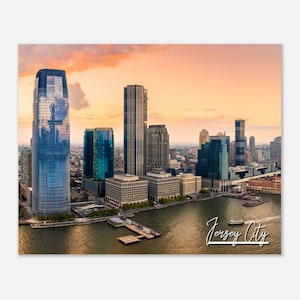 Jersey City New Jersey Poster Print Wall Art | Jersey City Skyline Cityscape Home Decor Gift Hangings | Jersey City Horizontal Travel Photo