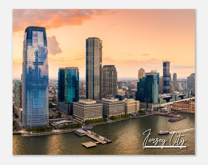 Jersey City New Jersey Poster Print Wall Art | Jersey City Skyline Cityscape Home Decor Gift Hangings | Jersey City Horizontal Travel Photo