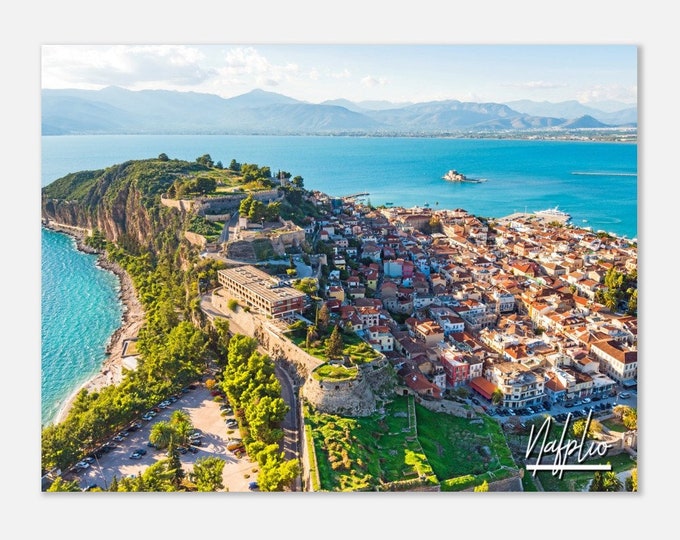 Nafplio Greece Travel Poster Wall Art | Nafplio Mediterranean Sea Home Decor Digital Print | Nafplio Bourtzi Fortress | Nafplio Photo Gift