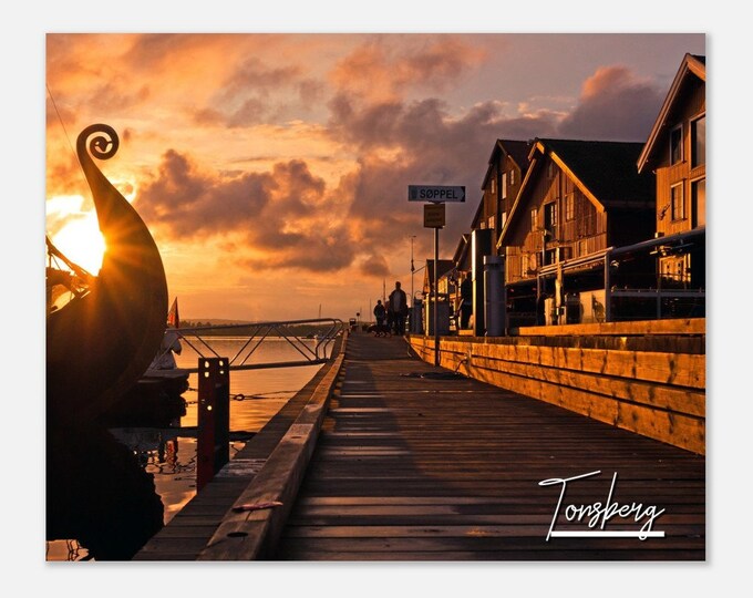 Tonsberg Norway Travel Poster Wall Art | Tonsberg Viking Ship Home Decor | Tonsberg Seafront Print | Tonsberg Horizontal | Tonsberg Photo