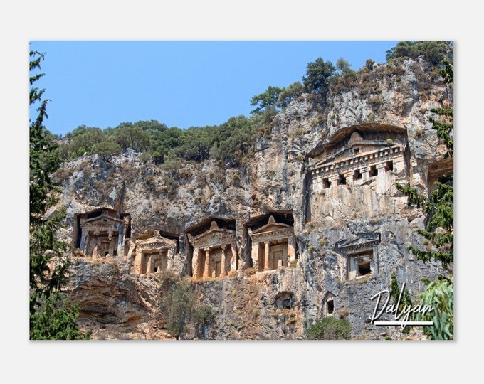 Dalyan Turkey Travel Poster Print Wall Art | Dalyan Ancient City Home Decor | Dalyan Lycian Tombs Print Horizontal | Dalyan Colorful Photo