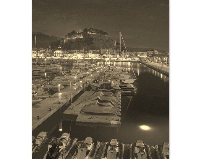 Vintage Denia Spain Travel Poster Wall Art | Denia Coast Home Decor | Denia Retro Digital Print | Denia Boats Vertical | Denia Hanging Photo