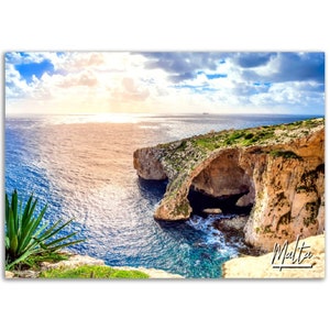 Malta Poster Print Wall Art | Malta Cliff Coastline Home Decor Gift Hanging | Malta Digital Print Collectible Malta Horizontal Travel Photo