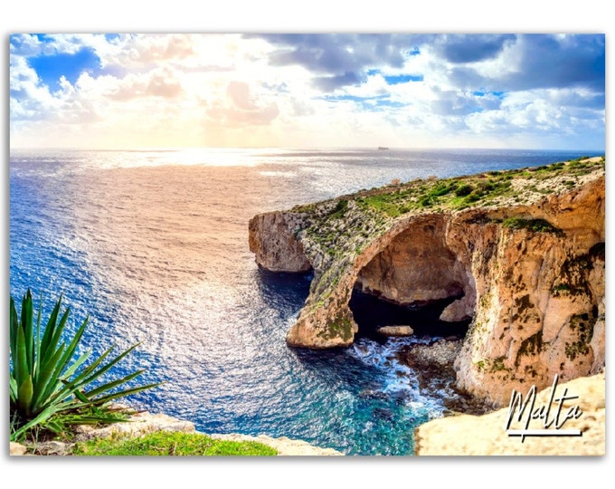 Malta Poster Print Wall Art | Malta Cliff Coastline Home Decor Gift Hanging | Malta Digital Print Collectible Malta Horizontal Travel Photo