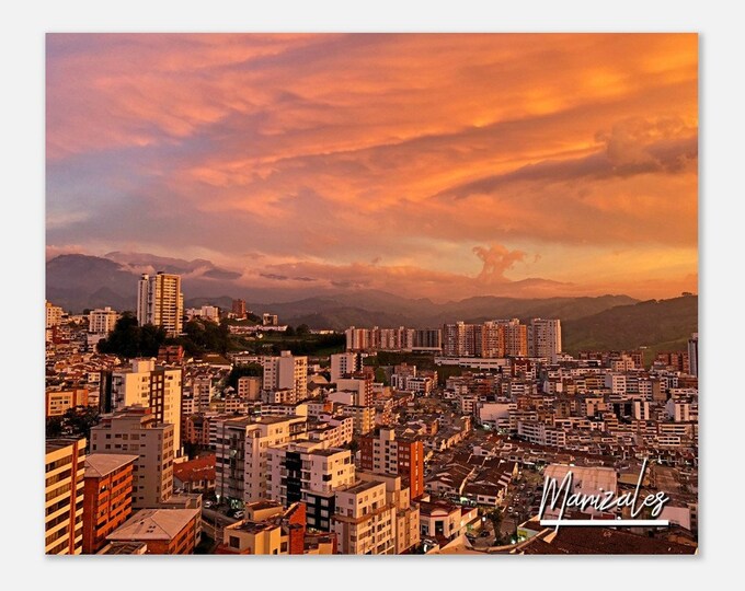Manizales Colombia Poster Print Wall Art | Manizales Home Decor | Manizales Sunset  | Manizales City View | Manizales Hangings Travel Photo