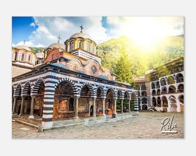 Rila Bulgaria Travel Poster Print Wall Art | Rila Home Decor | Rila Monastery Print Horizontal | Rila Building Colorful Photo Present Art