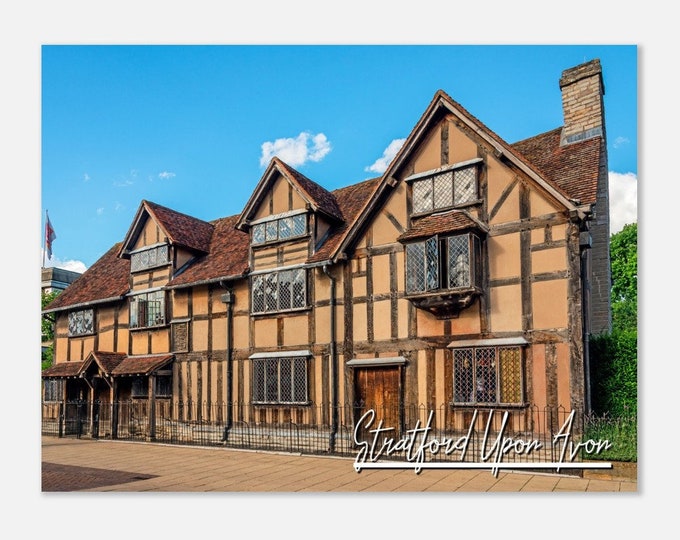 Stratford Upon Avon England Travel Poster Wall Art Home Decor | Stratford Upon Avon Shakespeare's Birthplace Henley Street Print Photo Gift