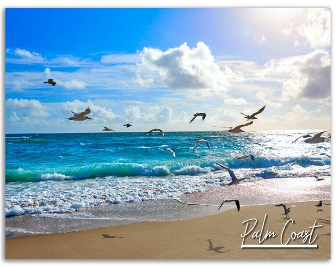 Palm Coast Poster Print Florida Wall Art | Palm Coast Tropical Photo Beach Home Decor | Palm Coast FL Traveler Gift Horizontal Photography