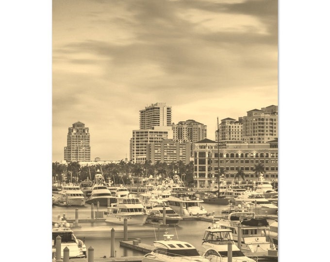 Vintage Palm Beach Florida Travel Poster Print Wall Art | Retro Palm City Beach Home Decor | Palm Beach Coast Print | Palm Beach Sepia Photo