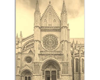 Vintage Ypres Belgium Poster Print | Retro Ypres Church Sepia Photo Gift | Ypres Wall Art Home Decor | Vertical Ypres Travel City Poster