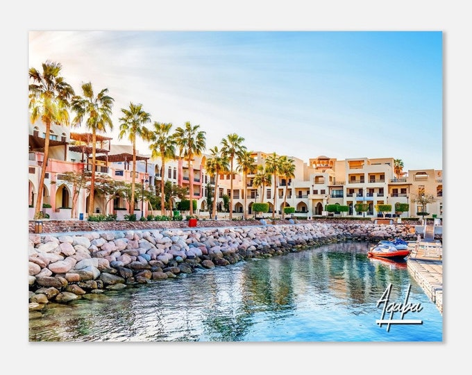 Aqaba Jordan Poster Wall Art | Aqaba City Home Decor | Aqaba Coastal Digital Print | Aqaba Trees Horizontal | Aqaba Hanging Travel Photo