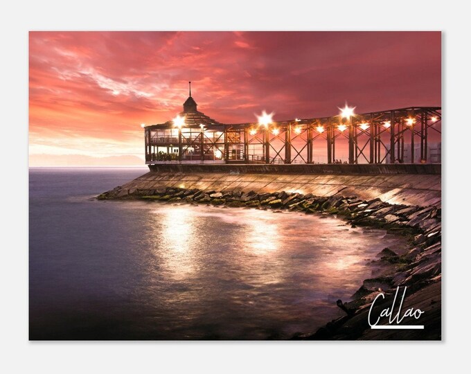 Callao Peru Travel Poster Wall Art | Callao Sunset Home Decor | Callao Digital Print | Callao La Punta Pier Horizontal | Callao Coast Photo