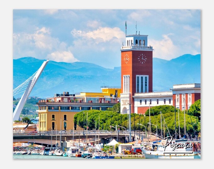 Pescara Italy Poster Town Hall Print Wall Art | Pescara Home Decor | Pescara Coast Poster | Pescara Marina | Pescara Hanging Travel Photo