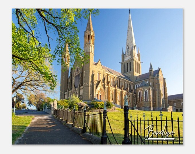Bendigo Australia Travel Poster Wall Art | Bendigo Home Decor | Sacred Heart Cathedral Digital Print | Bendigo Landscape Hangings Photo Gift