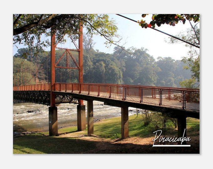 Piracicaba Brazil Travel Poster Wall Art | Piracicaba River Home Decor | Piracicaba Bridge Print | Piracicaba River Landscape  Hanging Photo
