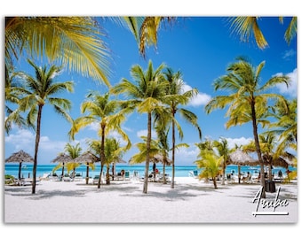 Aruba Poster Caribbean Print Wall Art | Beach Home Decor Gift Hangings | Aruba Digital Prints Collectibles | Aruba Horizontal Travel Photo