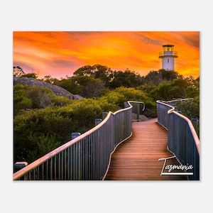 Tasmanien Australien Poster Druck Wand Kunst | Tasmanien Fussgängerbrücke Home Decor | Tasmanien Print Cape Tourville Sonnenuntergang Reise Foto