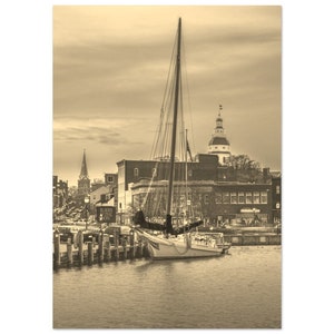 Vintage Annapolis Maryland Travel Poster Print Wall Art | Retro Annapolis Home Decor | Annapolis Sailboat Coast | Annapolis Sepia Photo Gift