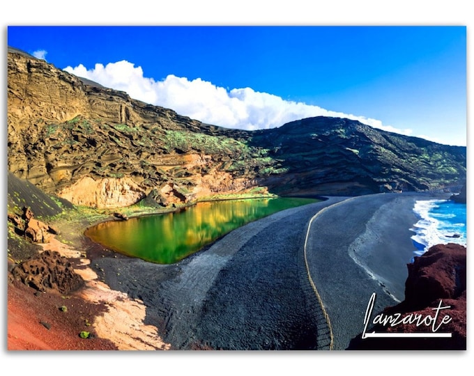 Lanzarote Beach Poster Canary Islands Print Wall Art | Spain Home Decor Gift Hangings | Lanzarote Digital Prints Horizontal Travel Photo
