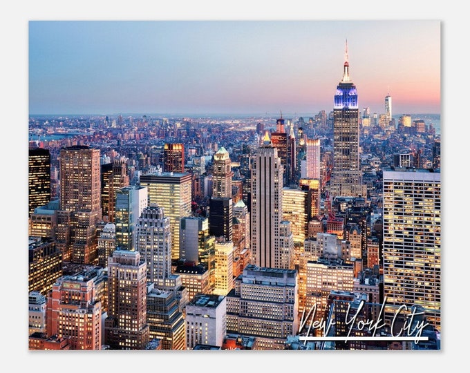 New York City Poster Print Wall Art | New York City Skyline Cityscape Home Decor Big Apple Gift | New York USA Horizontal Travel Photo Print