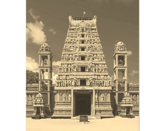 Vintage Jaffna Temple Poster: Sri Lanka Travel Wall Art