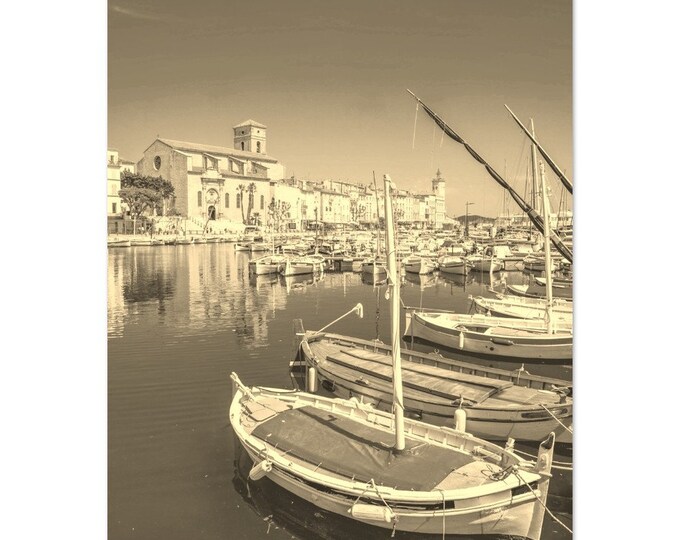 Vintage La Ciotat France Travel Poster Prints Wall Art | Retro La Ciotat Boats Home Decor | La Ciotat Coast Print Vertical Hanging Photo Art