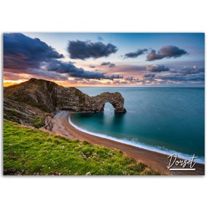 Dorset Poster England Print Wall Art | Dorset Photo Coastline Sunset Decoration | Dorset Traveler Gift | England UK Dorset Horizontal Photo