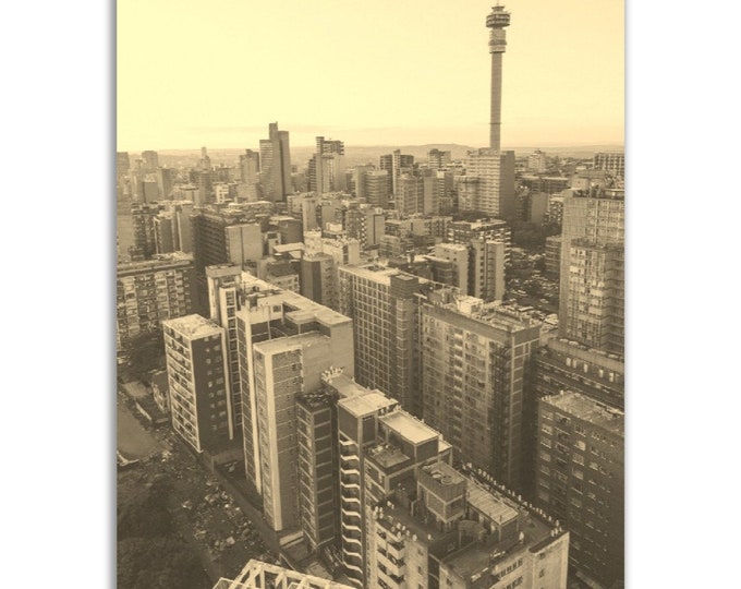 Vintage Johannesburg Poster Print | Retro Johannesburg Sepia Photo Gift | Johannesburg Wall Art Home Decor | Vertical Travel City Poster