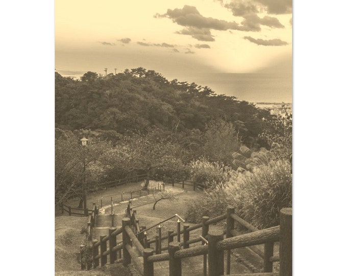 Vintage Okinawa Japan Travel Poster Print Wall Art | Retro Okinawa Home Decor | Okinawa Landscape Print Vertical | Okinawa Sepia Photo Gift