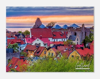Gotland Sweden Cityscape Poster: Coastal Travel Print