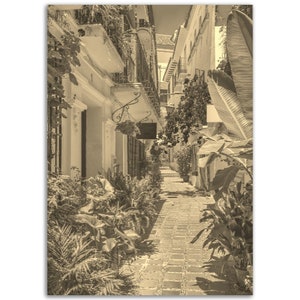 Vintage Andalucia Spain Poster Print | Retro Italian Village Sepia Photo Gift | Andalucia Wall Art Home Spanish Decor Vertical Travel Poster