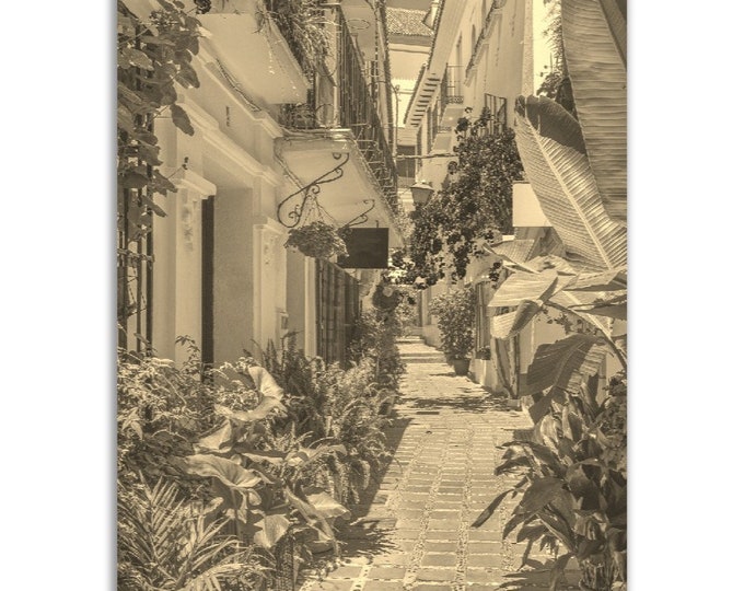 Vintage Andalucia Spain Poster Print | Retro Italian Village Sepia Photo Gift | Andalucia Wall Art Home Spanish Decor Vertical Travel Poster