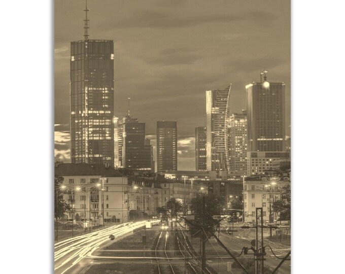 Warsaw Poster Vintage Print | Retro Warsaw Black and White Sepia Photo Gift | Warsaw Wall Art Home Decor | Vertical Warsaw Travel City Gift