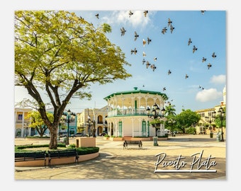Puerto Plata Dominican Republic Travel Poster Wall Art | Central Park Home Decor | Independence Square Print | Puerto Plata Skyline Photo