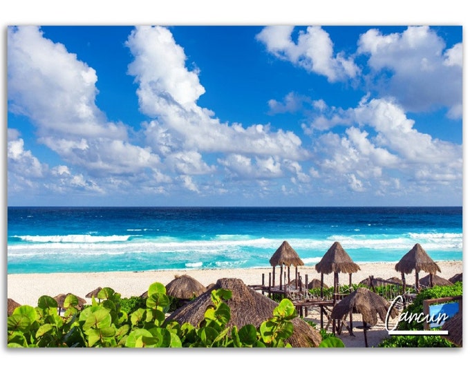 Cancun Mexico Poster Print Wall Art | Tropical Beach Home Decor Gift | Cancun Digital Prints Collectibles | Cancun Horizontal Travel Photo